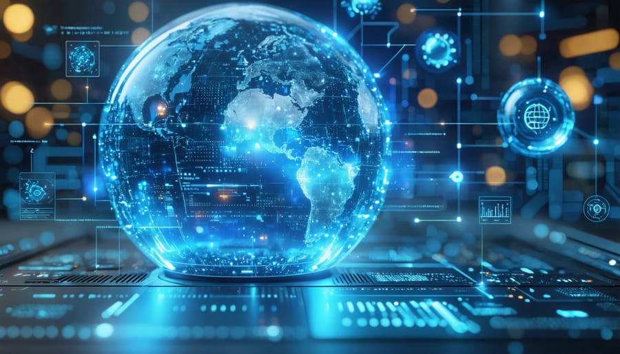 Business owner working on laptop reviewing financial information for loan application