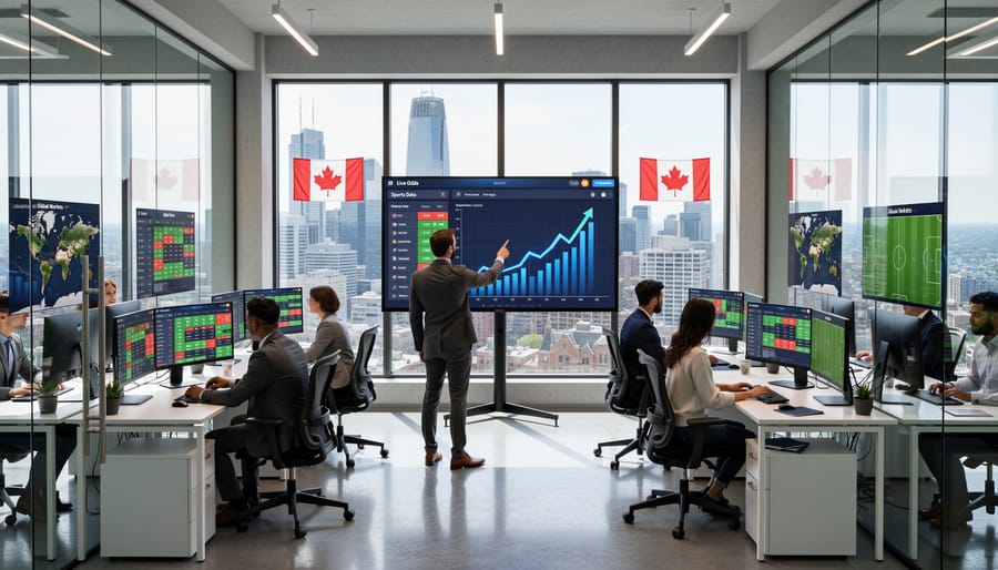 Modern Canadian city skyline at dusk representing economic growth and technology sector development