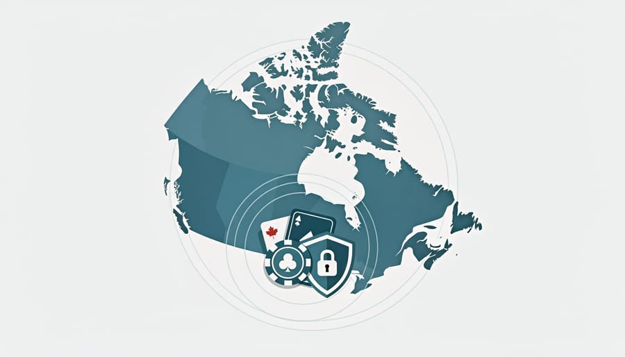 Symbolic image of a Canadian maple leaf made from layered security materials on a desk near a smartphone and laptop.